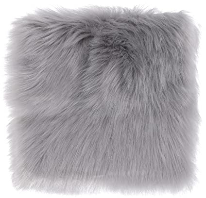 Sibba Tappeto Quadrato in Pelliccia Sintetica 35 cm Grigio Cuscino per Sedile Sedie Piccole Aree Tappetino Divano Morbido Peluche Copridivano Scrivania Decorativo Camera da Letto Soffice Bambini