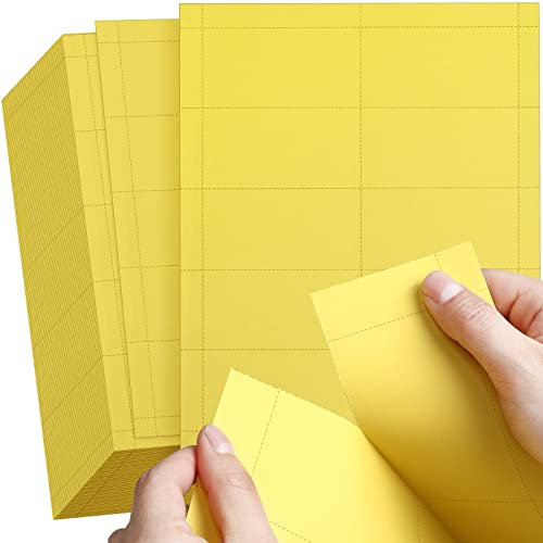 Fainne 2000 Pieces Blank Printable Business Cards Mini Note Index Perforated Card Stock Compatible with Laser and Inkjet Printer Double Sided Printing Paper 10 Cards/Sheet (Yellow)