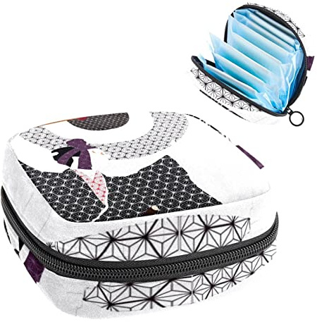 Sanitär-Servietten-Aufbewahrungstasche, Menstruationstassen-Tasche, Tampon-Tasche, Perioden-Pads-Halter, Organizer für Frauen und Mädchen, japanischer Kimono-Mann-Holda-Regenschirm