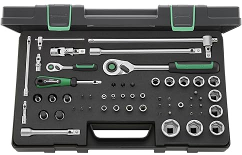 STAHLWILLE Steckschlüsselsatz 40/52/45/12QR | 57-tlg. 1/4 + 1/2 Zoll Knarre, Schlüsselweite 4-30 mm, diverse Bits und Verlängerungen