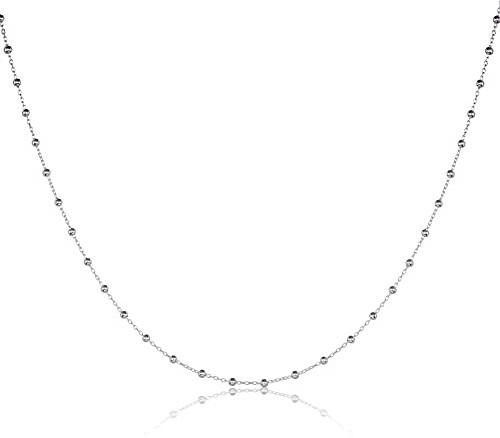 namana Collier Chaîne en Argent 925 pour Femme et Jeune Fille, Collier Chaine avec des Petites Boules en Argent Sterling 925, Colliers Argent en Chaine pour Femme avec Écrin Cadeau