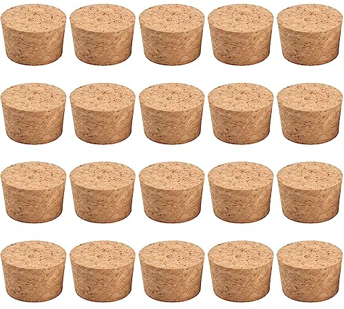 INCREWAY Set mit 20 konischen Korkstopfen aus nachhaltigem Holz für Weinflaschen, Glasgefäße, 43 x 48 x 30 mm