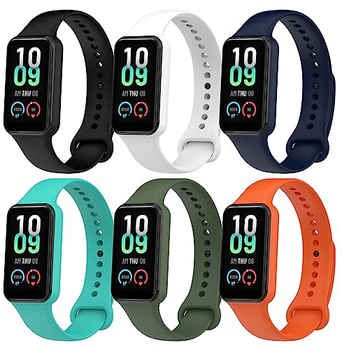 BDIG Cinturini per Amazfit Band 7,6 PCS Braccialetti in Silicone Colorati di Ricambio Anti-Perso,Accessori Tracker per Amazfit Smart Band 7 Compatibili con Polsi da 145mm a 220mm