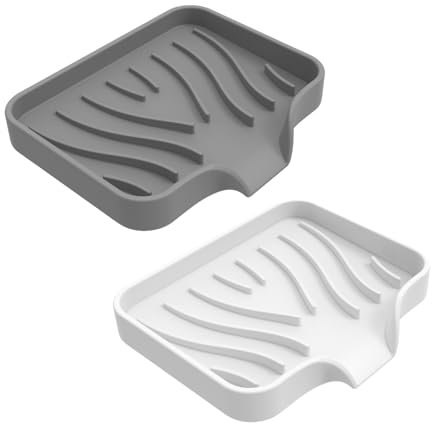 Wisebom Lot de 2 Porte-Savon en Silicone, Boîte à Savon avec Drain de Vidage, Porte Savon, Salle de Bain Support Savon Antidérapant pour Savon Éponges Salle de Bains Douche Cuisine