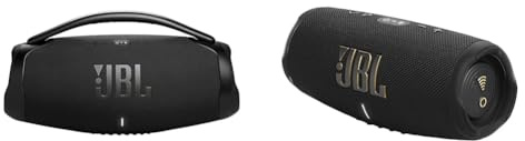 JBL Boombox 3 wifi- och Bluetooth-högtalare med 24h batteritid, vatten- och dammtät, svart & JBL Charge 5 Wifi- och Bluetooth-högtalare med 20h batteritid, vatten- och dammtät, svart