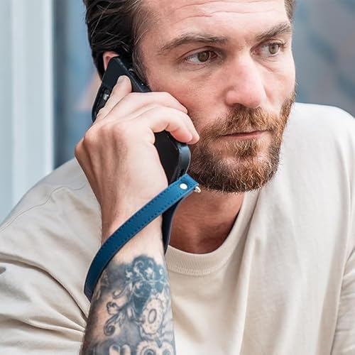 Xoopar - Cordon en Cuir Recyclé pour Téléphone Utilisez Votre Téléphone en Toute Sécurité avec Notre Dragonne Compatible avec Tous Les Smartphones - INÉ Wrist Bleu
