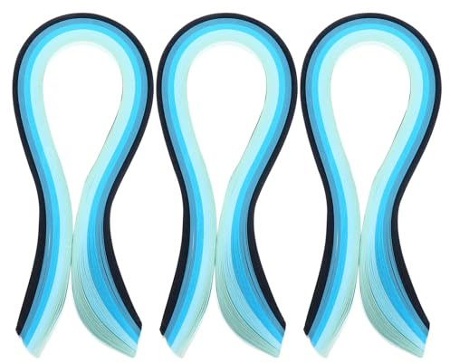 PATIKIL 300pcs Tiras de Papel Quilling, 39cmx7mm(L*A）Papel de Origami Tiras de Papel para Quilling Arcoíris Tiras Coloreadas de Papel de Arte para Manualidad, Azul Degradado