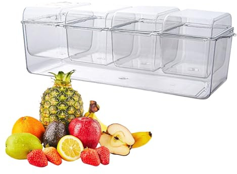Boîtes à condiments avec couvercle, plateau de service pour assaisonnements, boîtes transparentes pour salades garnies, fête glacée avec compartiments multiples, plateau à aliments froids avec glaçage