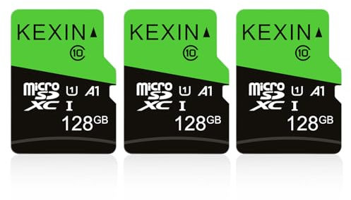 KEXIN Cartes Micro SD 128Go Lot de 3 Carte Micro SDHC 128 Go U1 UHS-I Classe 10 3 Pièces TF pour Drone, Dash Cam, Caméra de Sport, de Surveillance, Smartphone, Tablette, Ordinateur Portable