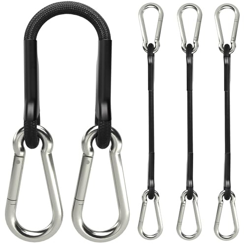 sprookber 8 Inch Bungee Cords with Stainless Steel Carabiner, Heavy Duty Strong Bungee Cords for Camping, Tarps, Bike Rack, Hand Carts etc, Set of 4