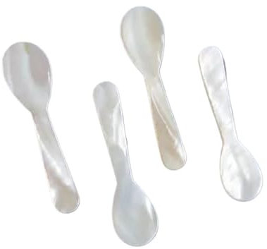 VONCYKI Cuchara de café para helado de concha natural de 7,2 cm, cuchara de caviar, cuchara de nácar, conchas marinas, cuchara agitadora, herramienta de cocina (10 unidades)