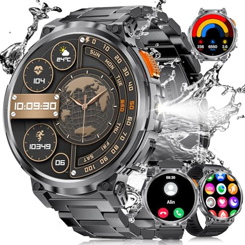 LIGE Orologio Smartwatch Uomo, 1.85HD AMOLED Large Screen, IP68 Impermeabile, 730mAh Battery Smartwatch Pressione Sanguigna, 120+ Modalità Sportiva/Monitoraggio Della Frequenza Cardiaca, Android IOS