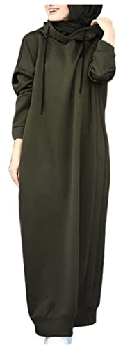 Felpa Donna Oversize Abito Lungo da Abito Lungo con Cappuccio Felpa con Cappuccio Abito in Felpa Casual con Scollo a Maniche Lunghe Tinta Unita Pile Donna con E Cappuccio Oversized (Green, XXL)