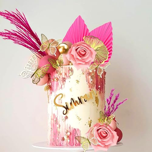 Roaring Good Time Tortendeko Boho Rose Gold Kugeln Tortenaufsatz Tortenaufleger Palmblätter Rosa für Hochzeit Geburtstag Babyshower