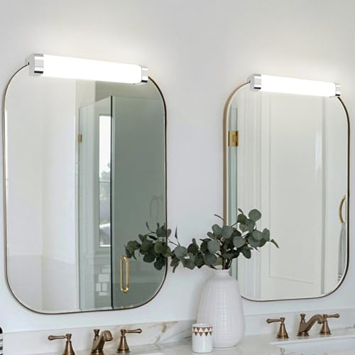 Spiegelleuchte Bad Led Wandlampe: Badezimmer Lampe mit Stecker 10W 2er Set | Neutralweiße Lichtfarbe 4000K Wandleuchte Klemmbar Spiegel Chrom Badlampe Spiegelschrank Beleuchtung 37.8 cm
