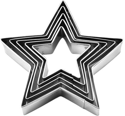 Lot de 5 Emporte-Pièces Étoiles pour Noël - Biscuits et Biscuits de Terrasse - Différentes Tailles