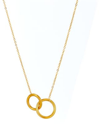 IOETSEUT personalisierte Halskette für Frauen Anhänger Halskette Doppelring Anhänger Halskette für Frauen Mode Gold Farbe Damen Schlüsselbein Kette Mädchen Körperschmuck
