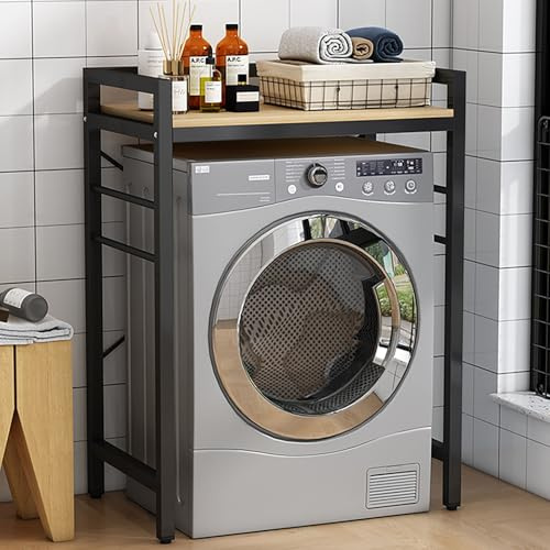 Mueble Lavadora Secadora, Unidad De Almacenamiento Sobre Lavadora Para Lavandería, Estantería Encima De Lavadora, Para Lavadora Para Baño, Cocina, Balcón, Lavandería, Carga 300KG(Black+yellow)