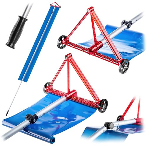 KADAX Rastrello da Neve per Tetto, Pala da Neve con Manico Telescopico in Alluminio, Ideale per la Rimozione Sicura di Neve da Tetti Inclini (155-440 cm)