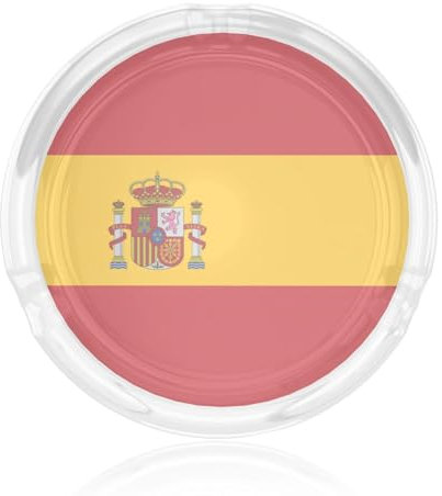 Cenicero de cristal con diseño de bandera de España para cigarrillos, cenicero portátil para decoración de cigarros