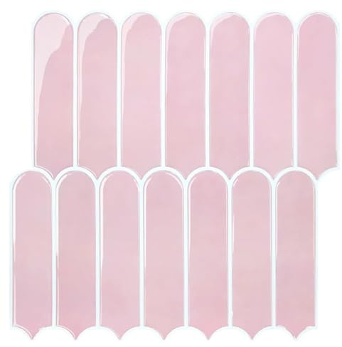Commomy Upgrade Dickere Klebefliesen Küche Bad 3D Fliesenaufkleber Rosa | 3D Fliesenaufkleber Vinyl Metro Fliesen Selbstklebend Küchenrückwand Wandfliesen Selbstklebend, 10 Stück, 30.5 x 30.5 cm