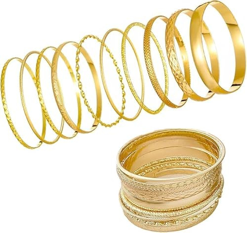 Bohemiska guldarmband för kvinnor, 10 stycken, vintage, stapelbara armband, indiska armband, guldarmband, bröllopsarmband, festarmband, Moyenne, Rostfritt stål, Agat