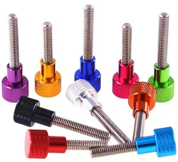 OZDTLP 5 Stück M6 Bunte Flügelschraube aus eloxiertem Aluminium, hoher Stufen-Rändelkopf, 5–100 mm Edelstahlgewinde, Flügelschraube von Hand festziehen(Dark Blue,50MM_M6)