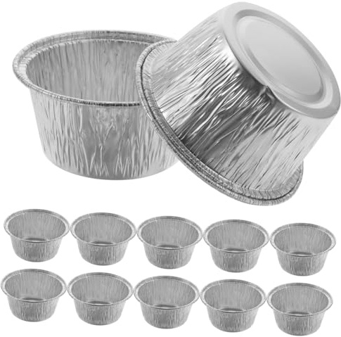 Pirottini in Alluminio 100 Pezzi per Muffin e Cupcake | Argento, Tinfoil in Foglio, per Crostate all Uovo e Budino, per Riunioni e Feste