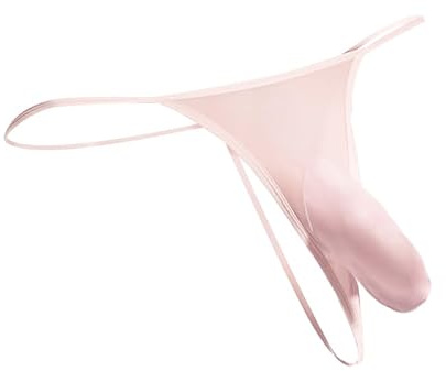 Bommi Fairy G-string för män sexiga T-Back trosor glänsande genomskinliga ultratunna glänsande passar S-L, Ljusrosa, L