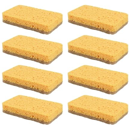 Paquete de 20 esponjas de cocina compostables ecológicas con estropajo resistente para eliminar manchas y alimentos (A)
