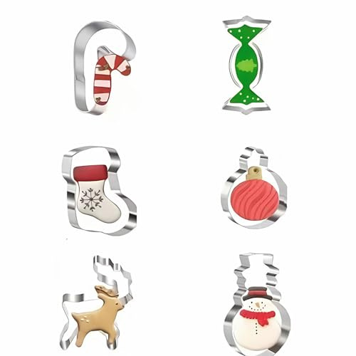 Cortador De Galletas Navideño,6 Piezas Acero Inoxidable | Moldes Metálicos Para Galletas Festivas - Para Fondant Queso Postre Fiestas De Invierno Familia