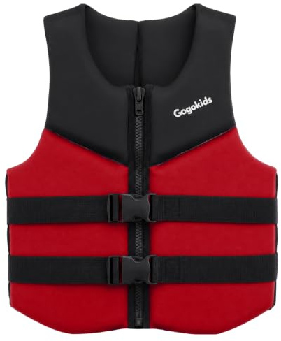 Gogokids Youth Swim Vest for Kids Teens Boys Girls 50-90 lbs & 75-125 lbs, Soft 3D Fabric Swim Jacket, Lightweight Pool Float Vest with Adjustable Straps for Swimming Boating Kayak Beach Water Sports