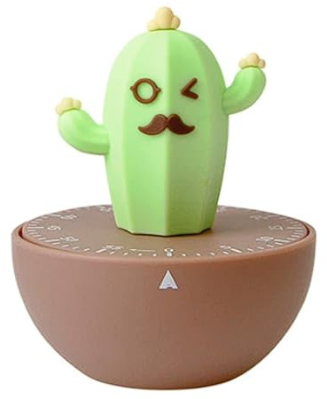 Cactus Time Manager, timer meccanico in gomma morbida, conto alla rovescia di 60 minuti, design divertente for lo studio, decorazione for la scrivania Timer portatile(Groen)
