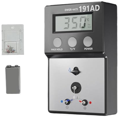 Gettimore Soldering Iron Temperature Tester 191AD with LCD Display, 0-800°C Range, K-Type Thermocouple Compatible for Solder Tip and Station Measurement without wire