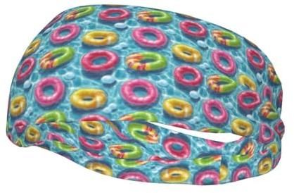 Bandas para el sudor para mujeres y hombres – Colorido anillo de natación estampado que absorbe la humedad Diademas deportivas para hombres, diademas elásticas de entrenamiento para mujeres para