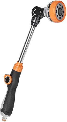 Unistyle Watering Lance, Extended Hose Pipe Spray Gun with 8 Modes, Hose Nozzles for Garden Sprinkler Irrigation and Hanging Basket Watering Wand, Plants, Lawn, Flowers, Car Washing, Pet Bathing