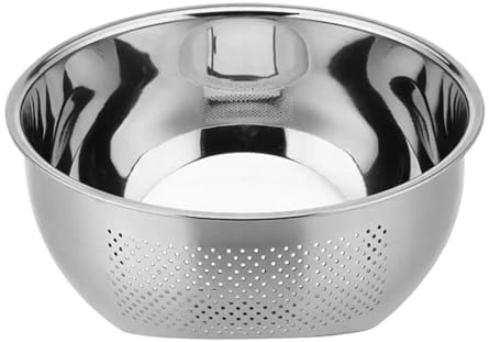 Colino Per Riso In Acciaio Inossidabile Colino da cucina, colino in acciaio inossidabile rondella di riso ciotole for il lavaggio frutta e verdura for la pulizia, utensili(23cm)