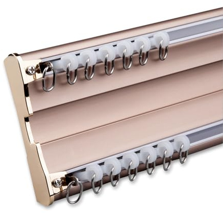 Silent Double ain Rod Alluminio Soffitto Montato Palo Scorrevole per Soggiorno & Camera da Letto Divisorio 130 centimetri Rose d h Slish Home Decor
