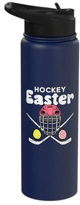 Easter Ice Hockey Helmet Stick Eggs Sports Men Boys Kids Stainless Steel Insulated Water Bottle
