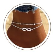 Turandoss Layered Adjustable Anklet Bracelets for Women Infinity Symbol