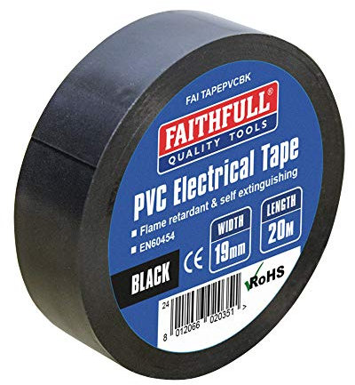 Faithfull FAITAPEPVCBK Nastro elettrico in PVC nero, 19 mm x 20 m