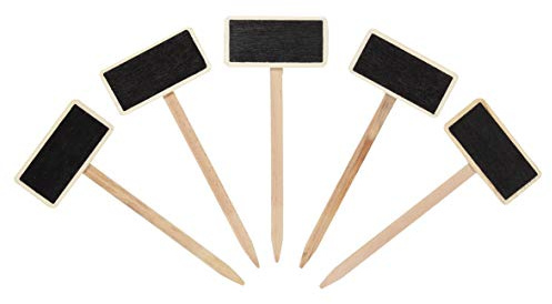 La Cordeline, CJNBA1,Étiquettes à planter bois et effet ardoise, lot de 5, Noir