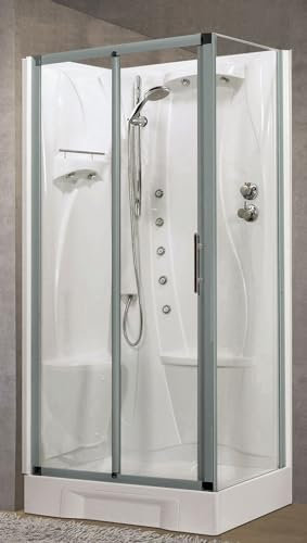 Novellini Cabina Doccia con IDROMASSAGGIO Multifunzione Asimmetrica cm 100x70 Argento