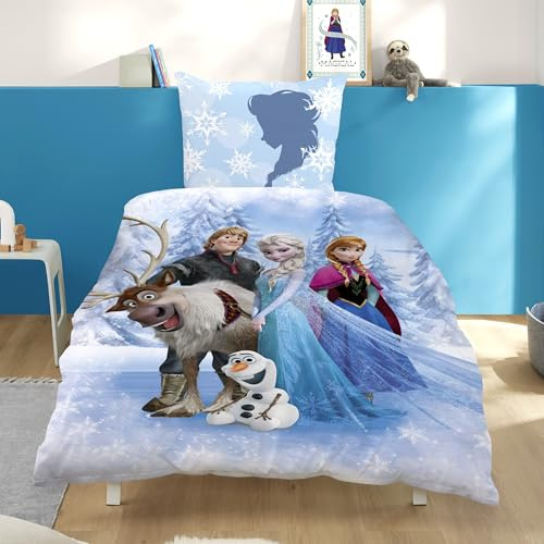 Ropa de cama reversible, de franela, diseño Frozen, modelo 044942. Tamaño: 135 x 200 cm y 80 x 80 cm, 100 % algodón, color rosa