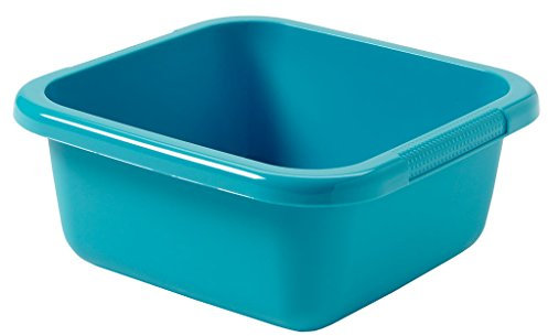 CURVER Quadratisches Becken, 10 l, große Kunststoffschale für Haushalt und Küche, geeignet für Fußbäder und Pediküre, praktischer und stapelbarer Waschbehälter, für Wäsche, Geschirr, Gemüse, türkis