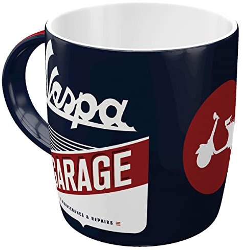 Nostalgic-Art Tazza da caffè retrò, Vespa – Garage – Idea regalo per amanti degli scooter, Design vintage, 330 ml, in ceramica