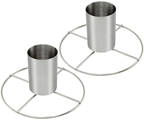 com-four® 2x Hähnchenbräter aus Edelstahl, Hähnchengriller | Grillbräter zum Garen von ganzen Hähnchen im Ofen oder auf dem Grill