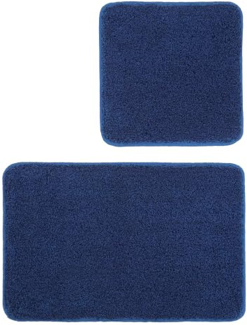 Kleine Wolke Badteppich-Set Relax Atlantikblau 2-teilig 50x50cm und 55x85cm | OEKO-TEX zertifiziert, rutschhemmende Unterseite, für Fußbodenheizung, maschinenwaschbar, 100% Polyacryl