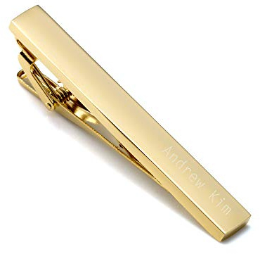 PiercingJ Personalized Gravur 6mm Herren Krawattenklammer krawattennadel Männer Tie Clip aus Edelstahl für Hochzeit Festival Geburtstag Geschenk, Silber/Gold/Grau (Gold)