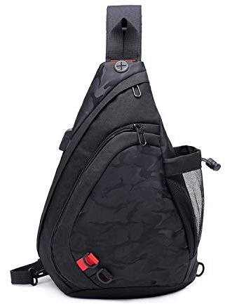FANDARE Leicht Brusttasche Sling Rucksack Schultertasche mit USB Chest Bag Crossbody Umhängetasche Sporttasche für Herren Damen Junge Mädchen Reise Crossover Daypack Wandern Bergsteigen Polyester